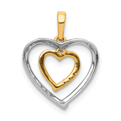 14kt Two-tone Heart Charm Diamond Heart Pendant