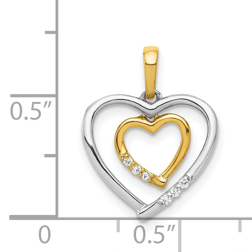 14kt Two-tone Heart Charm Diamond Heart Pendant