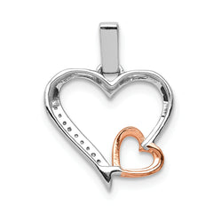 14k White and Rose Gold 1/20ct. Diamond Double Hearts Pendant