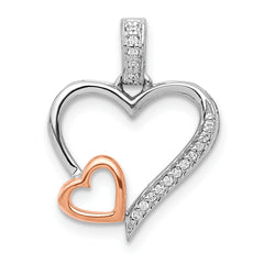 14k White and Rose Gold 1/20ct. Diamond Double Hearts Pendant