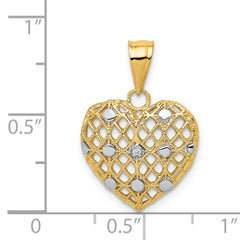 14k and White Rhodium 1/2pt Diamond Heart Pendant