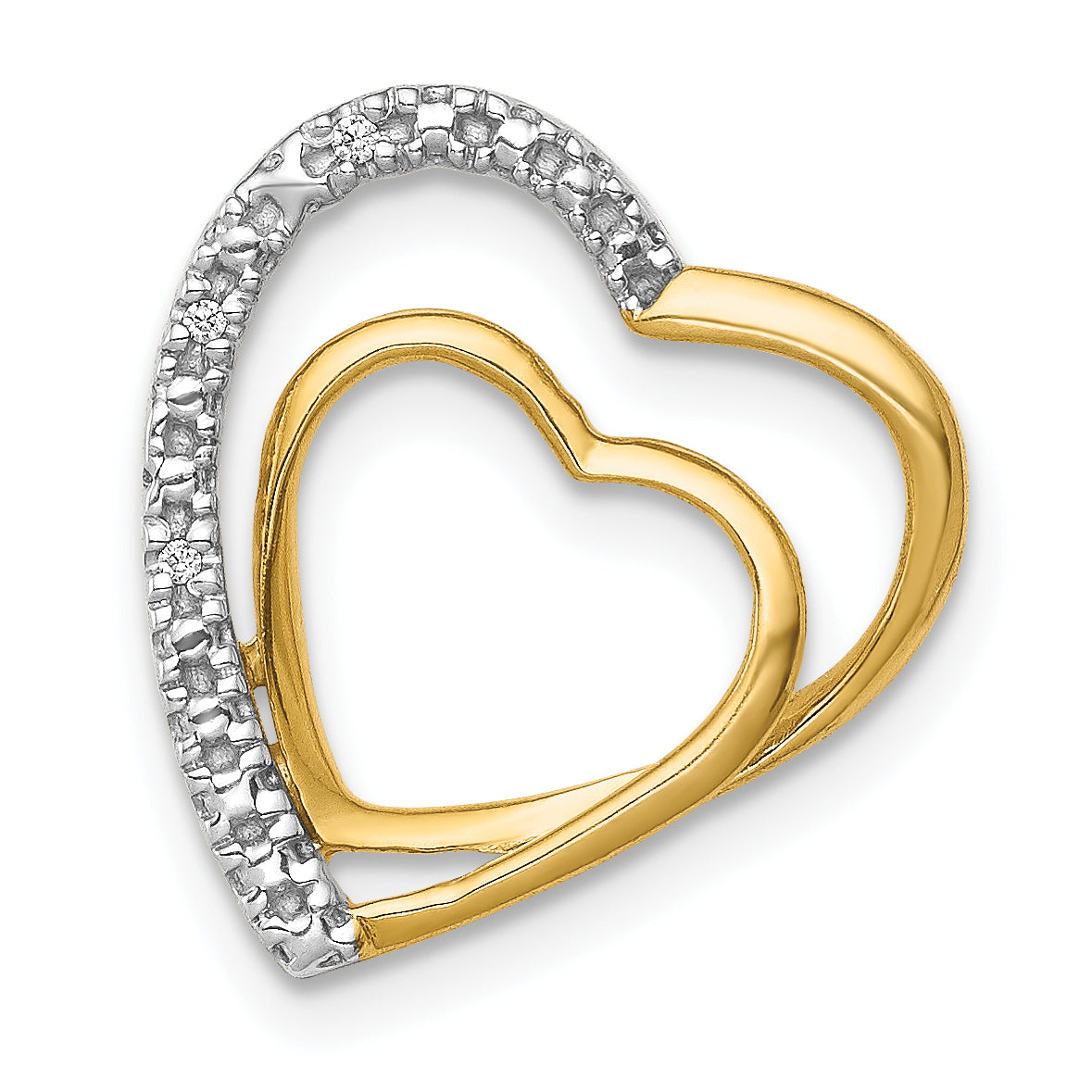 10k .01ct. Diamond Double Heart Chain Slide