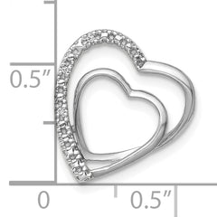 14k White Gold .01ct. Diamond Double Heart Chain Slide