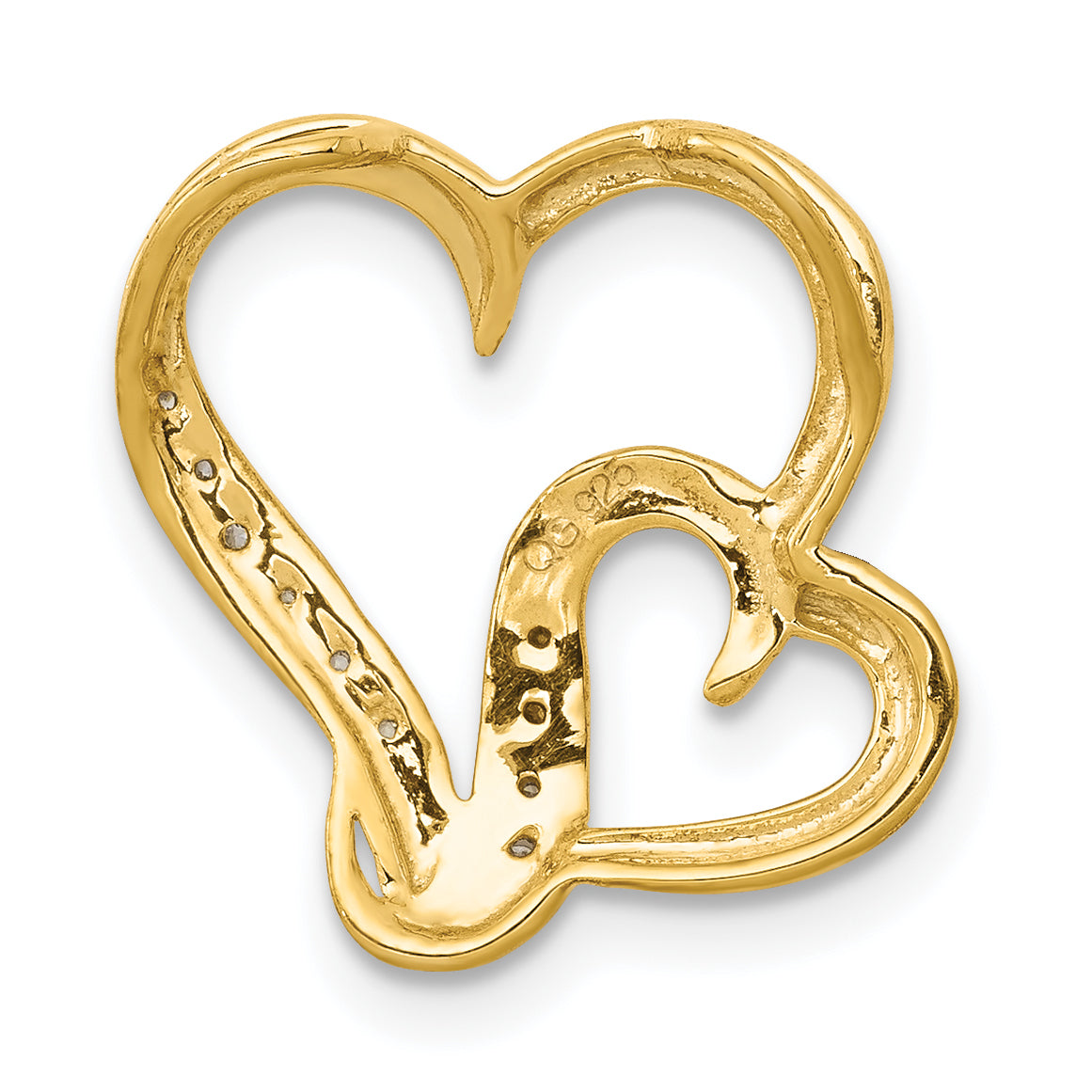 14k .03ct. Diamond Double Heart Chain Slide