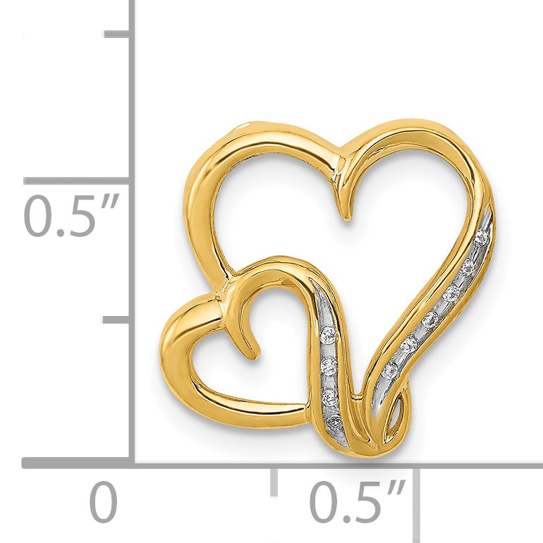 14k .03ct. Diamond Double Heart Chain Slide