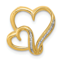 14k .03ct. Diamond Double Heart Chain Slide