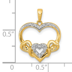 10k .03ct. Diamond Heart w/ Three Smaller Hearts Pendant