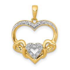 10k .03ct. Diamond Heart w/ Three Smaller Hearts Pendant