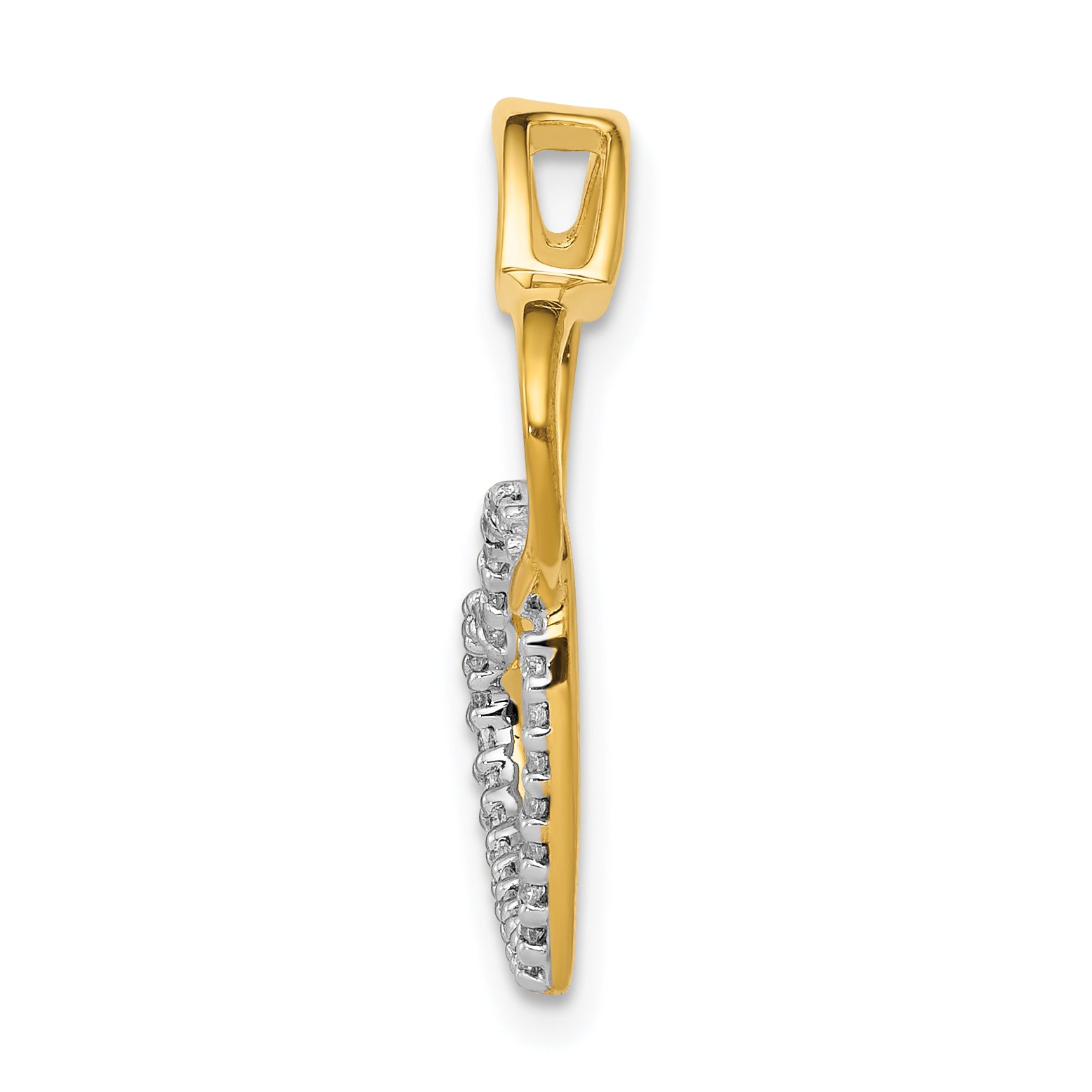 10k Two-Tone 1/10ct. Diamond Double Heart Chain Slide