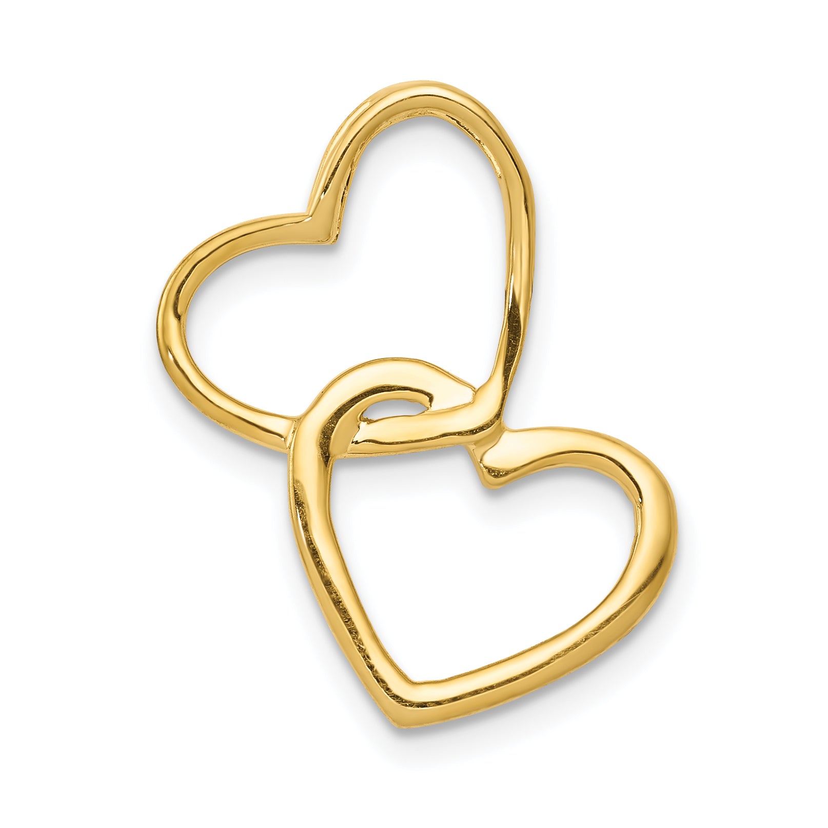 14k Two-Tone 1/10ct. Diamond Double Heart Chain Slide