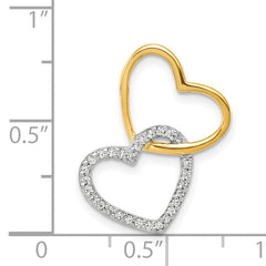 14k Two-Tone 1/10ct. Diamond Double Heart Chain Slide