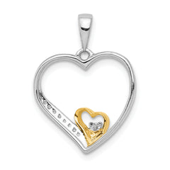 14k Two-Tone 1/20ct. Diamond Double Heart Pendant