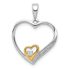 14k Two-Tone 1/20ct. Diamond Double Heart Pendant