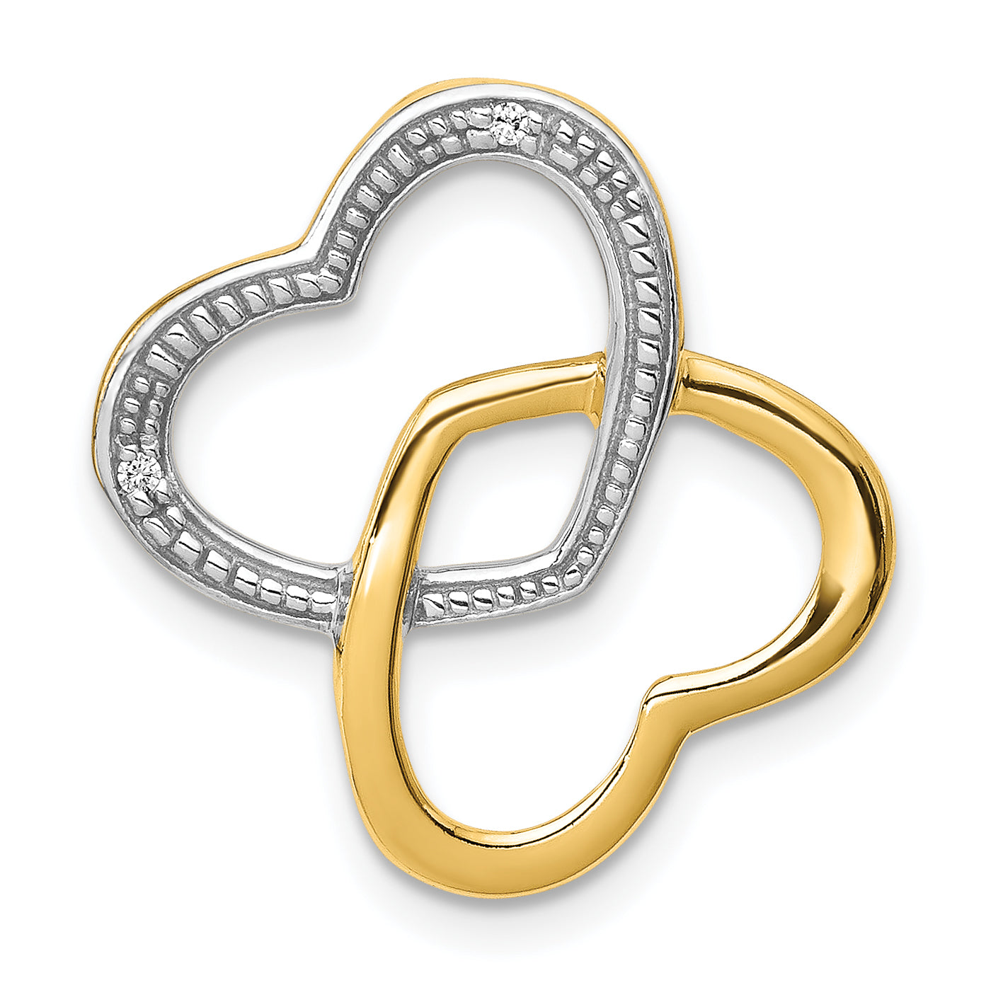 14k .01ct. Diamond Double Entwined Heart Chain Slide