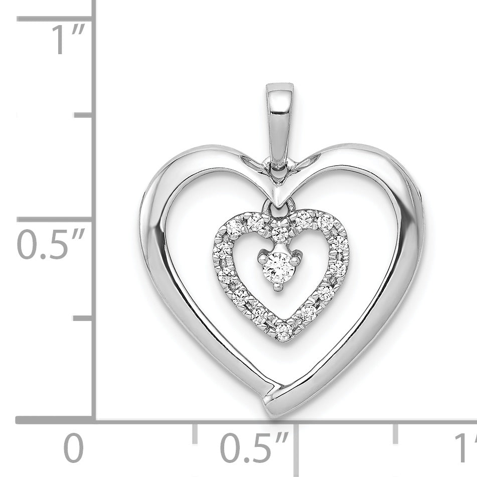 14k White Gold 1/10ct. Diamond Heart Dangle Pendant