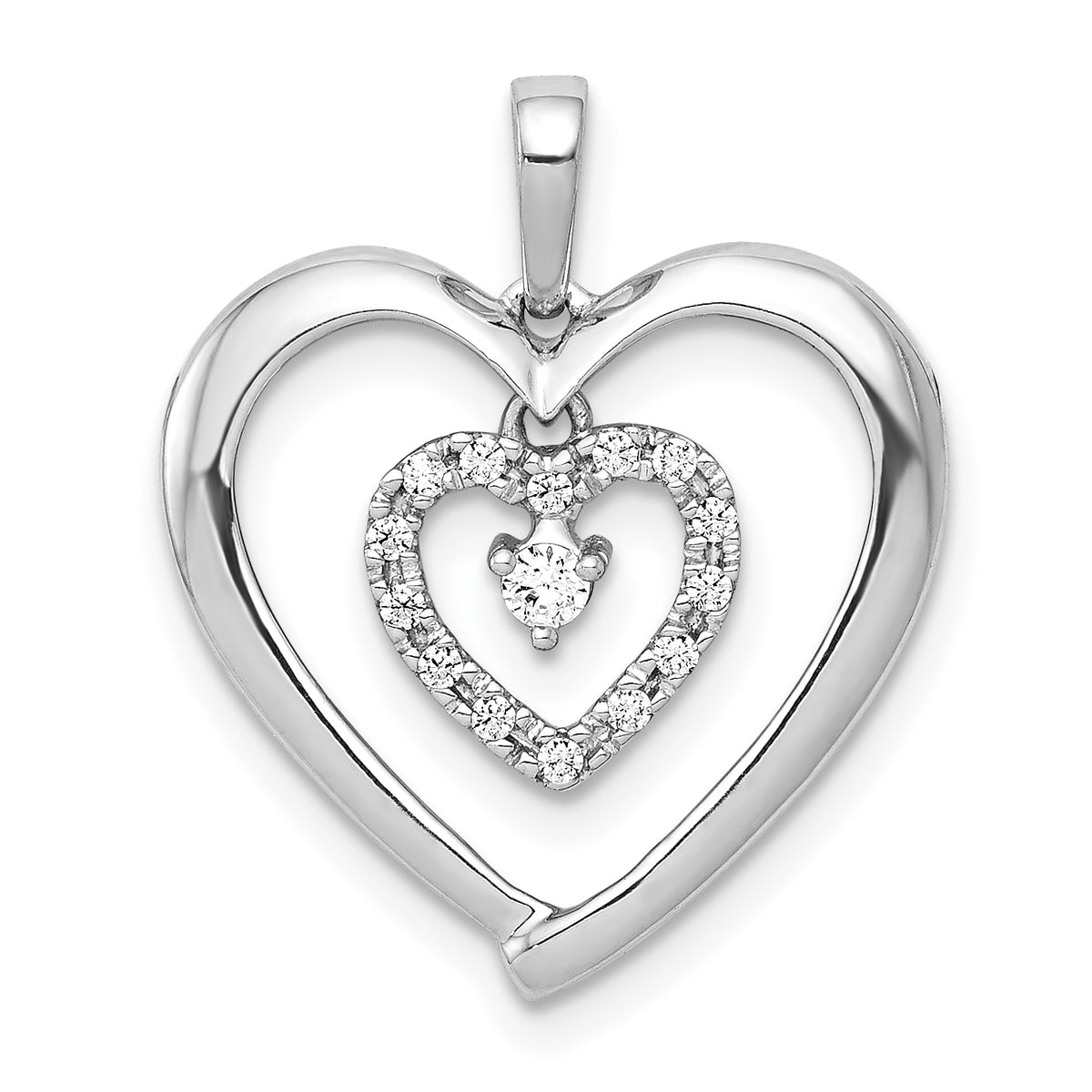 14k White Gold 1/10ct. Diamond Heart Dangle Pendant