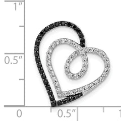 14k White Gold Black and White Diamond Entwined Heart Chain Slide