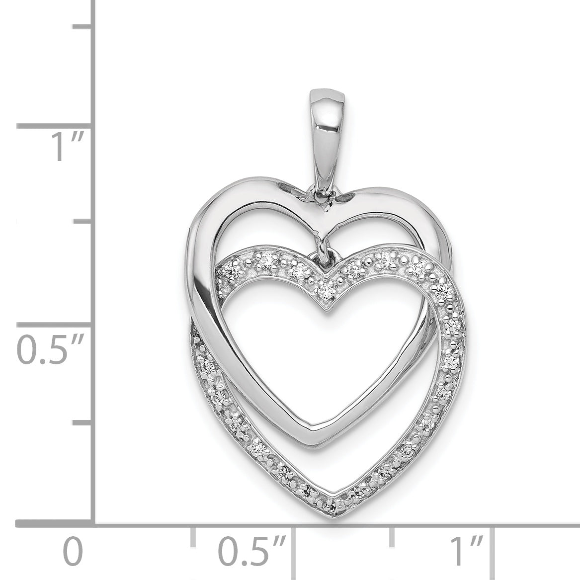 14k White Gold 1/10ct. Diamond Double Heart Pendant