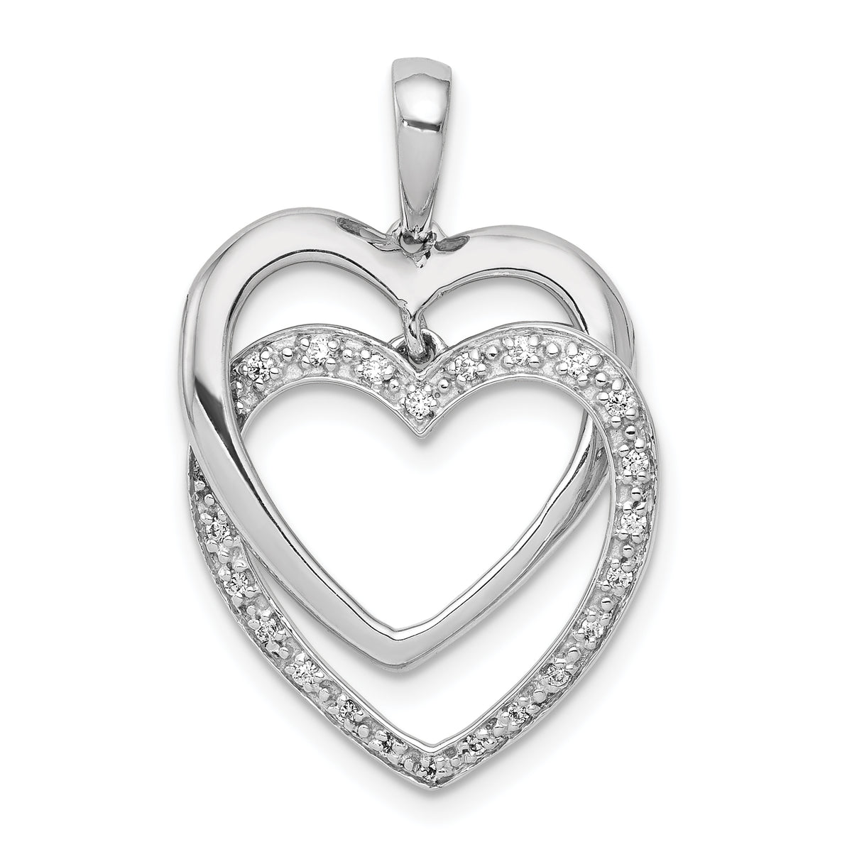 14k White Gold 1/10ct. Diamond Double Heart Pendant