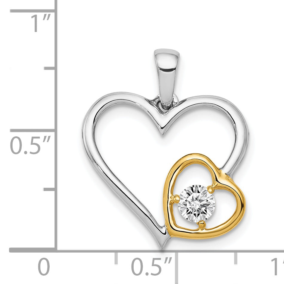 14k Two-Tone 1/5ct. Diamond Double Heart Pendant