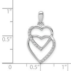 14k White Gold Diamond 1/10ct. Entwined Hearts Pendant