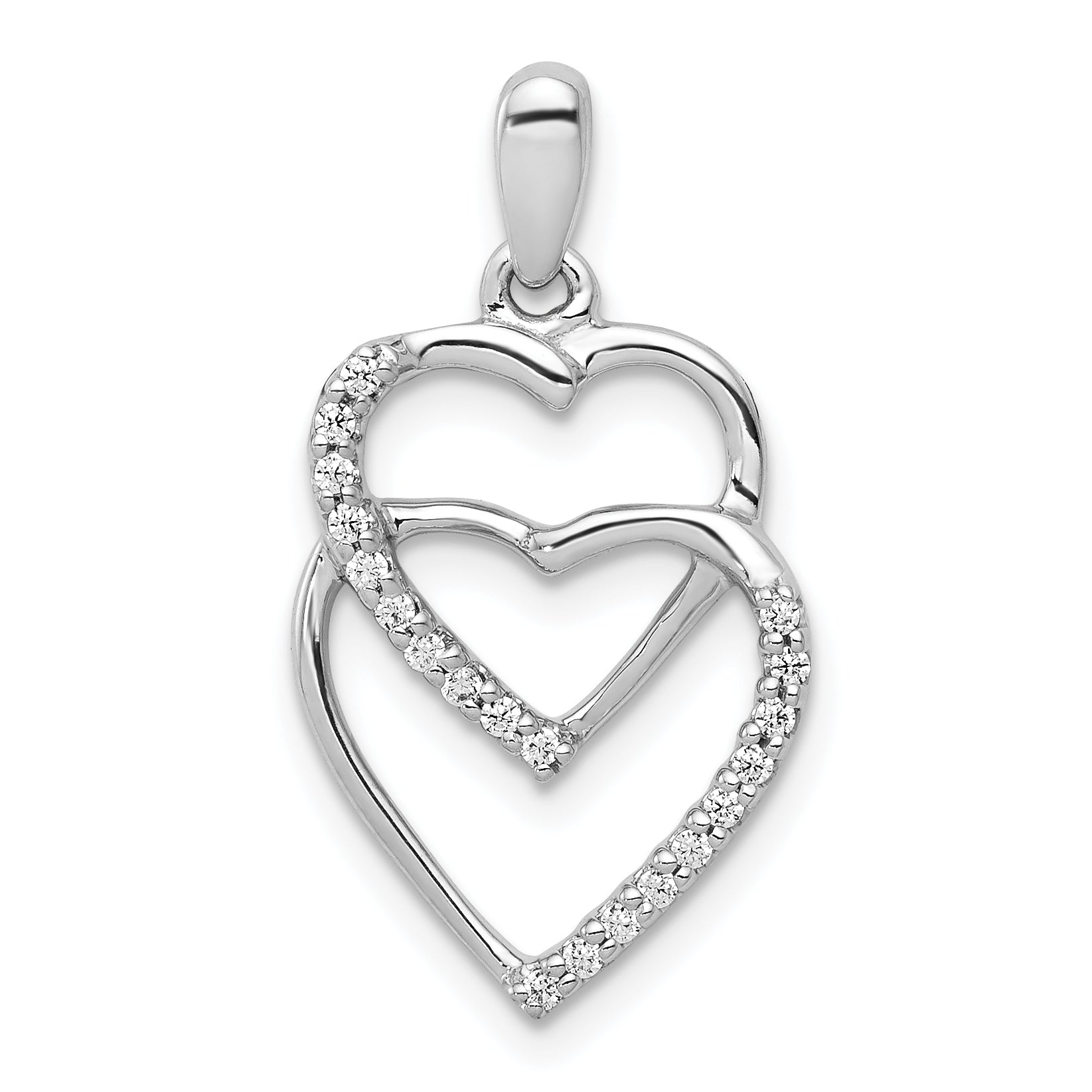 14k White Gold Diamond 1/10ct. Entwined Hearts Pendant