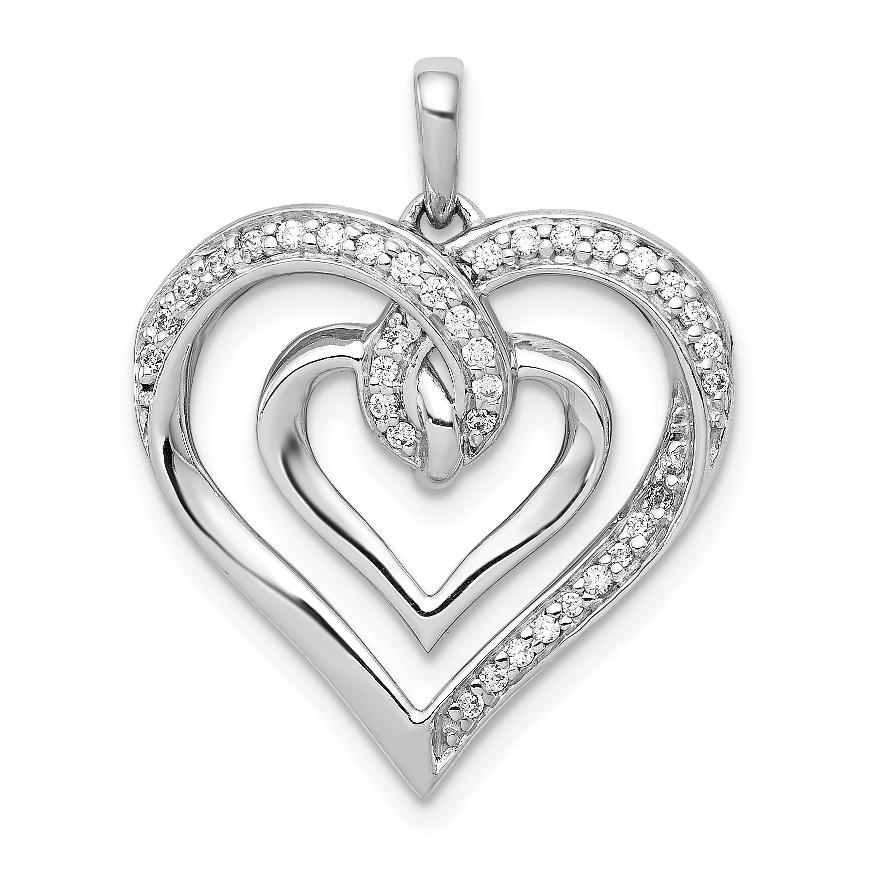 14k White Gold 1/6ct. Diamond Entwined Heart Pendant