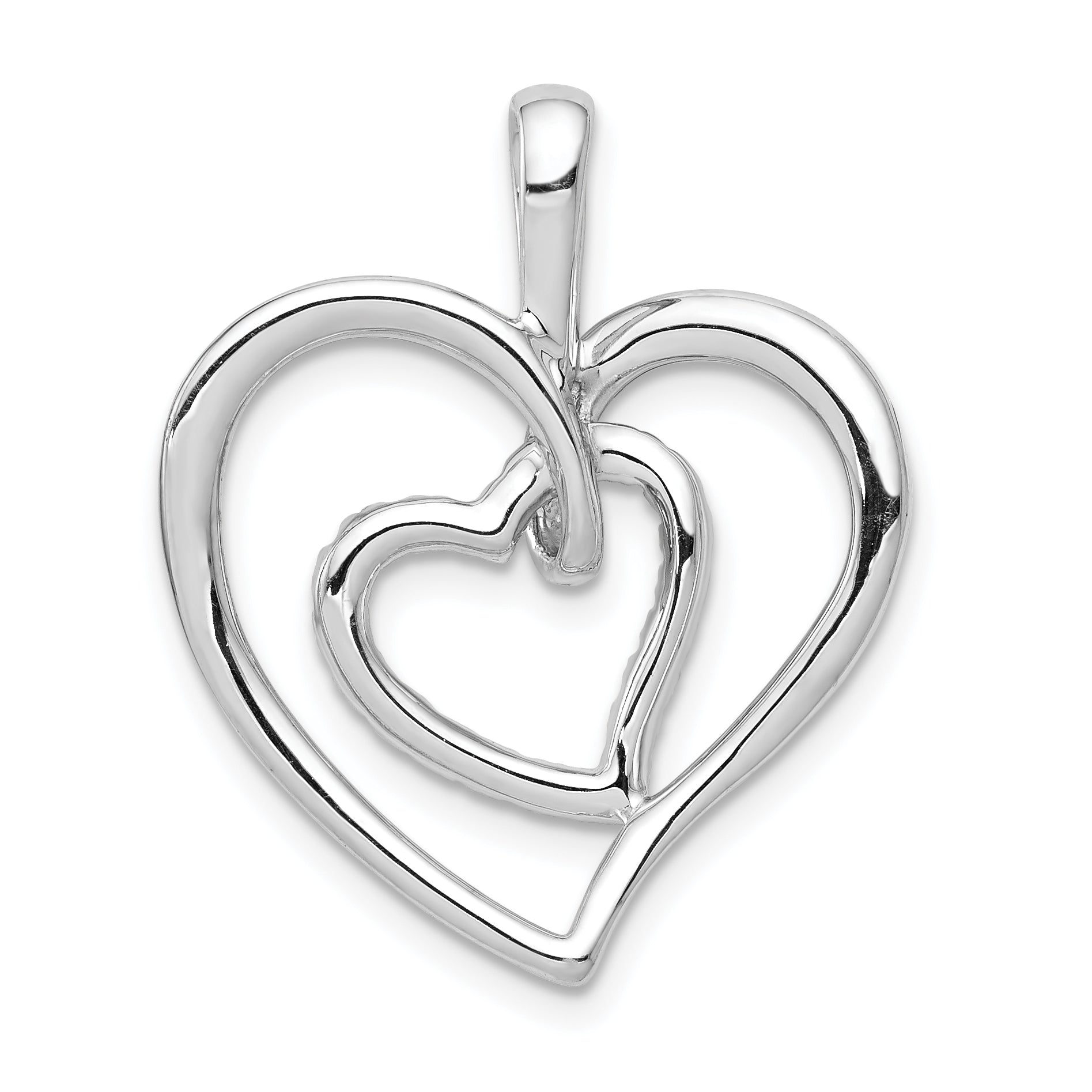 14k White Gold 1/10ct. Diamond Double Heart Pendant