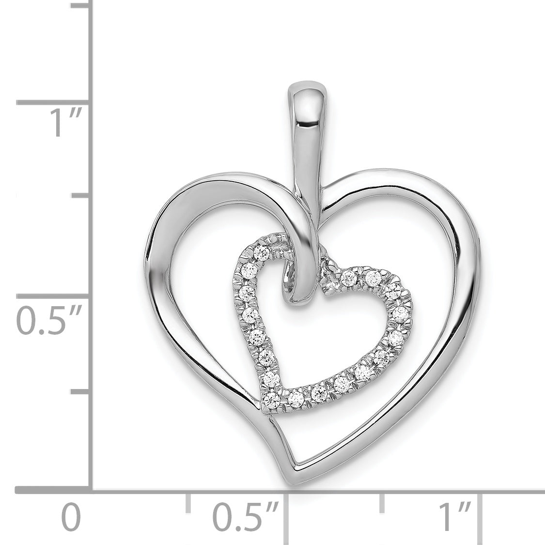 14k White Gold 1/10ct. Diamond Double Heart Pendant