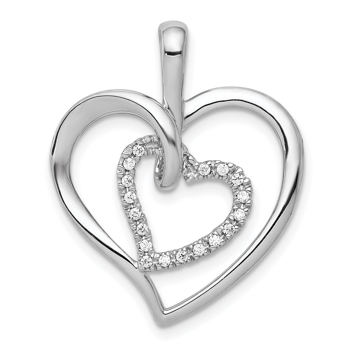 14k White Gold 1/10ct. Diamond Double Heart Pendant