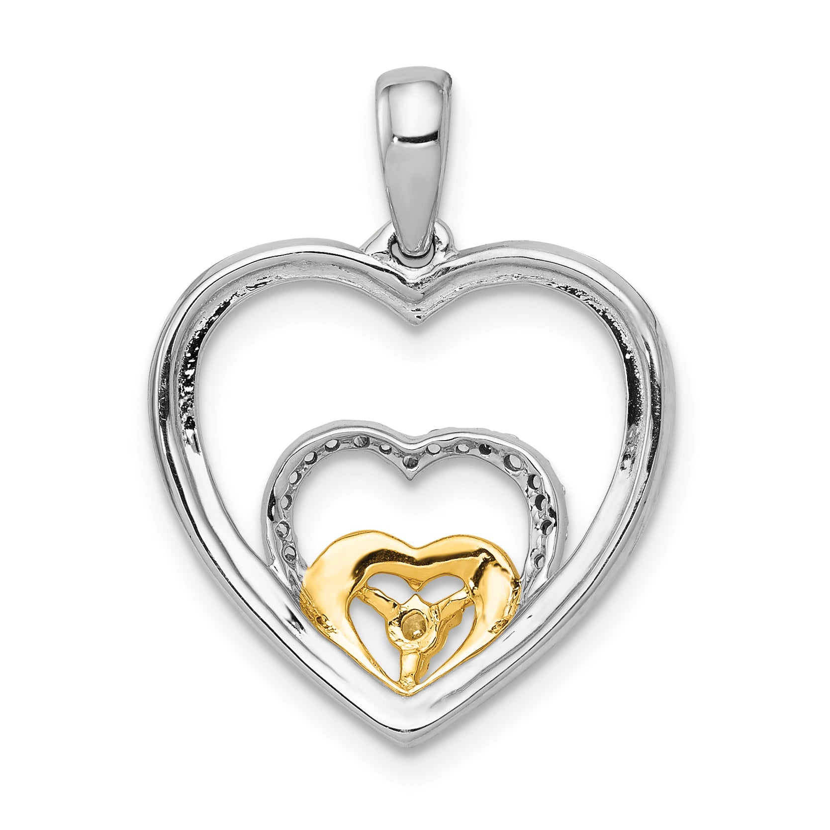 14k Two-Tone 1/15ct. Diamond Triple Heart Pendant