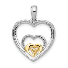 14k Two-Tone 1/15ct. Diamond Triple Heart Pendant