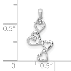 10K White Gold .01ct. Diamond Four Hearts Pendant