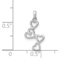 14k White Gold .01ct. Diamond Four Hearts Pendant