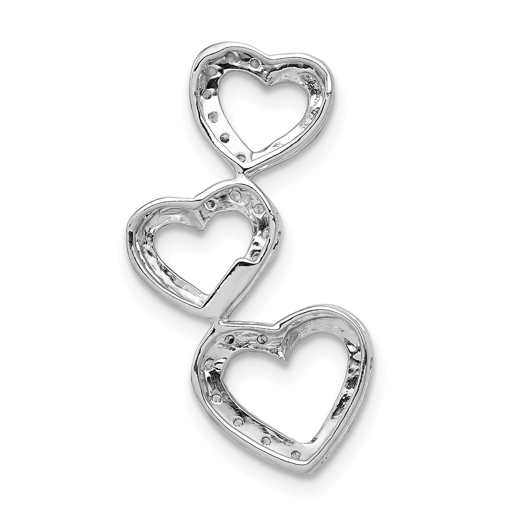 10K White Gold 1/10ct. Diamond Triple Heart Chain Slide