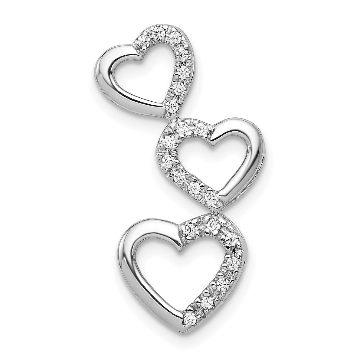 10K White Gold 1/10ct. Diamond Triple Heart Chain Slide