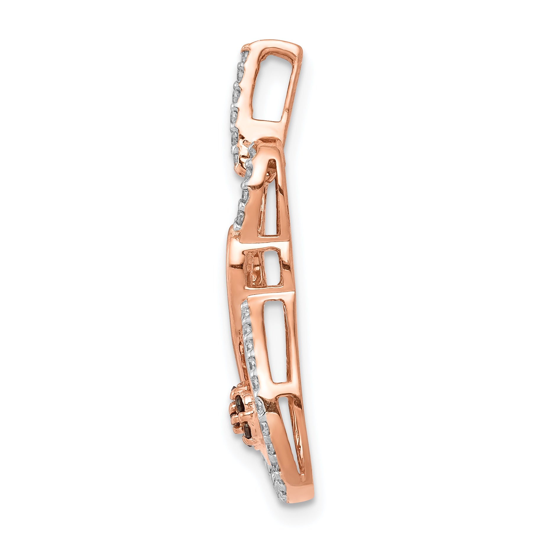 14k Rose Gold Champagne and White Diamond Double Infinity Chain Slide