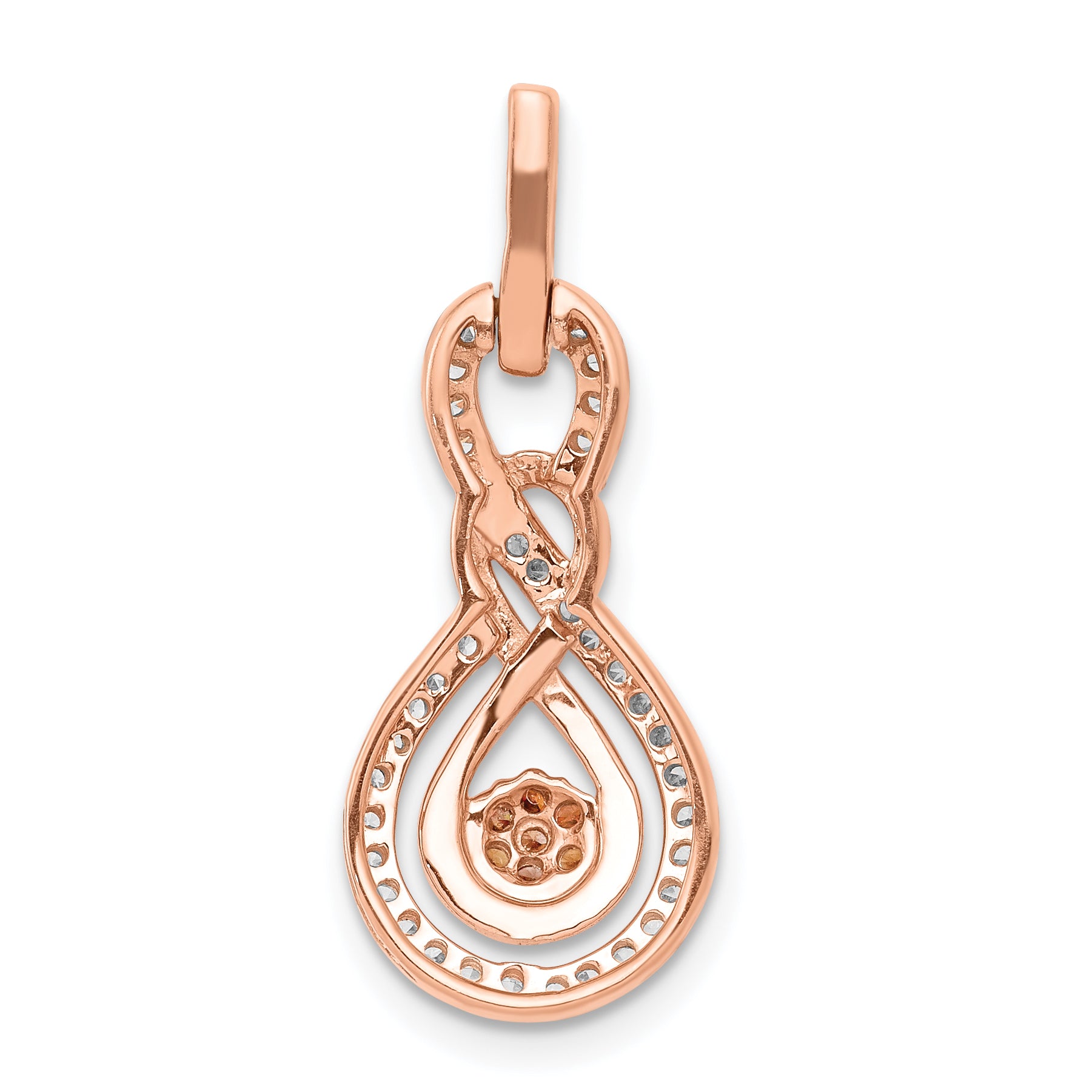 14k Rose Gold Champagne and White Diamond Double Infinity Chain Slide