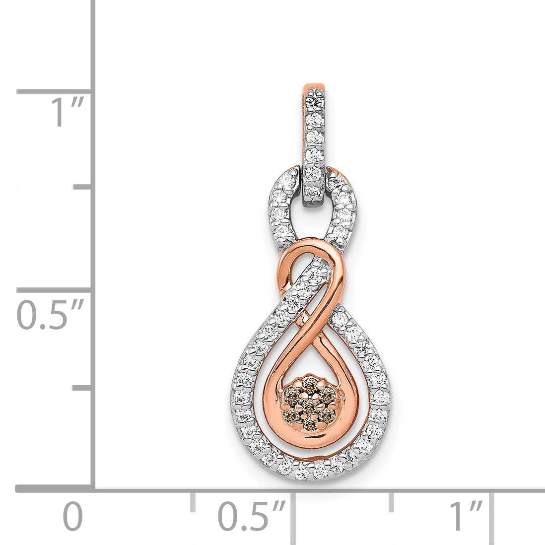 14k Rose Gold Champagne and White Diamond Double Infinity Chain Slide