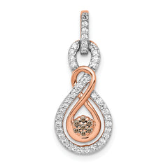 14k Rose Gold Champagne and White Diamond Double Infinity Chain Slide