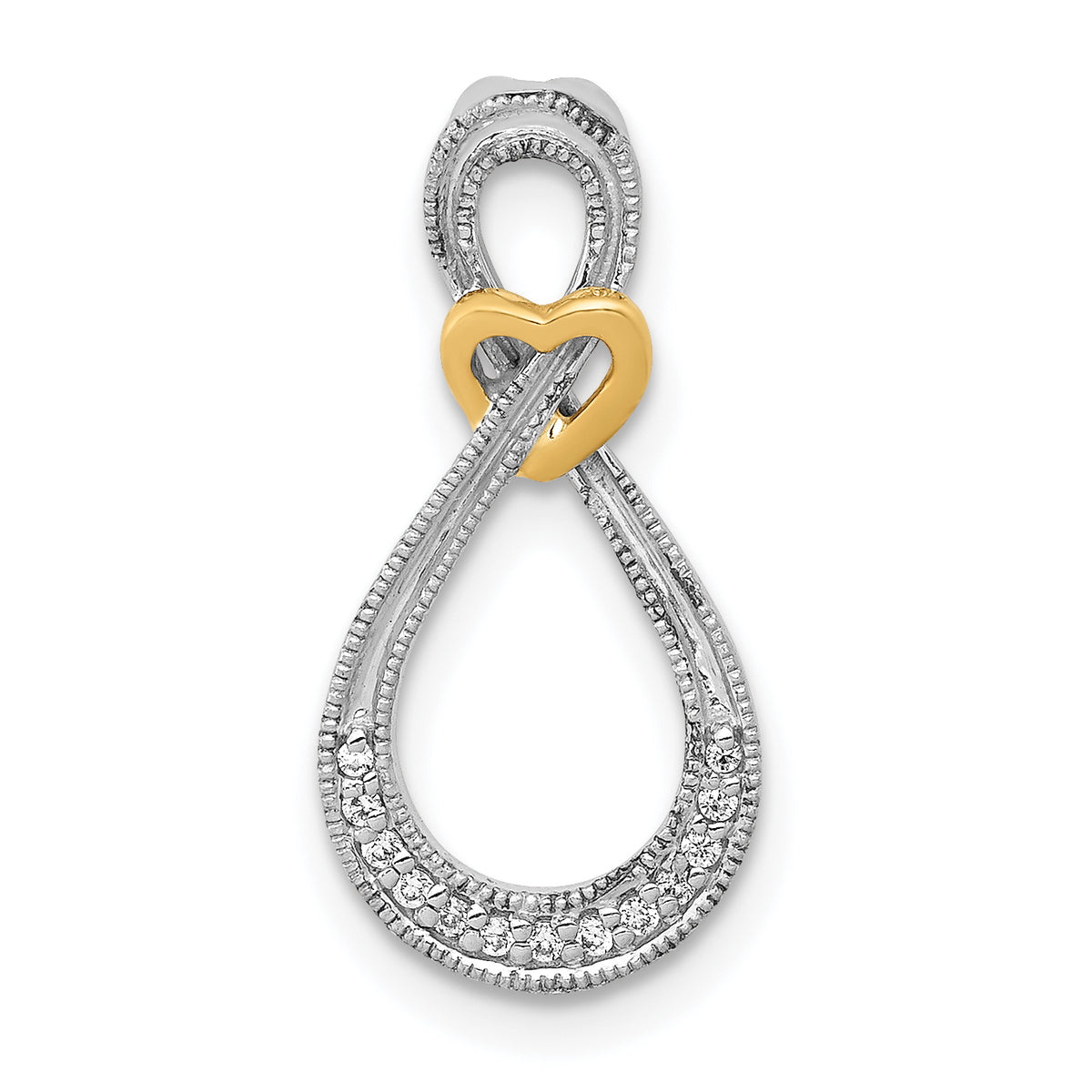 10K Two-tone 1/20ct. Diamond Infinity w/Heart Chain Slide