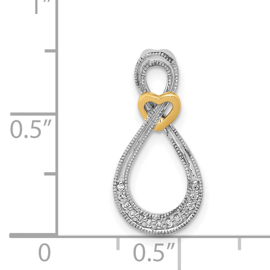 14k Two-tone 1/20ct. Diamond Infinity w/Heart Chain Slide