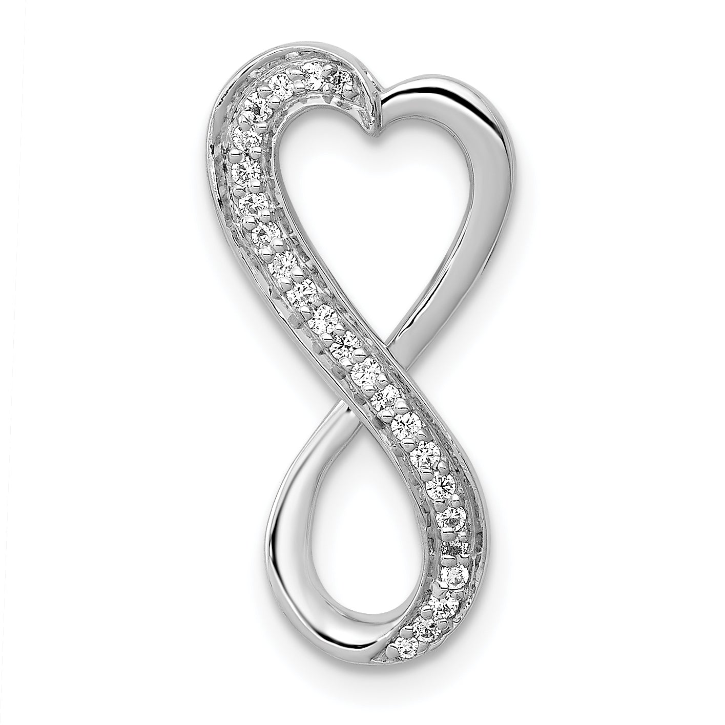 14k White Gold Diamond Freeform Heart Infinity Chain Slide