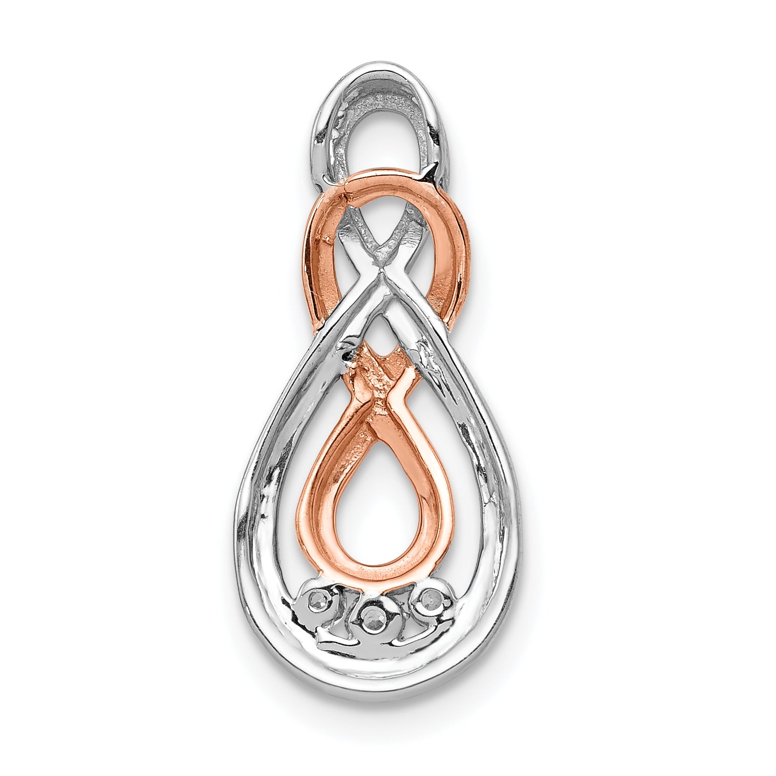 10K White and Rose Gold Diamond Double Infinity Chain Slide