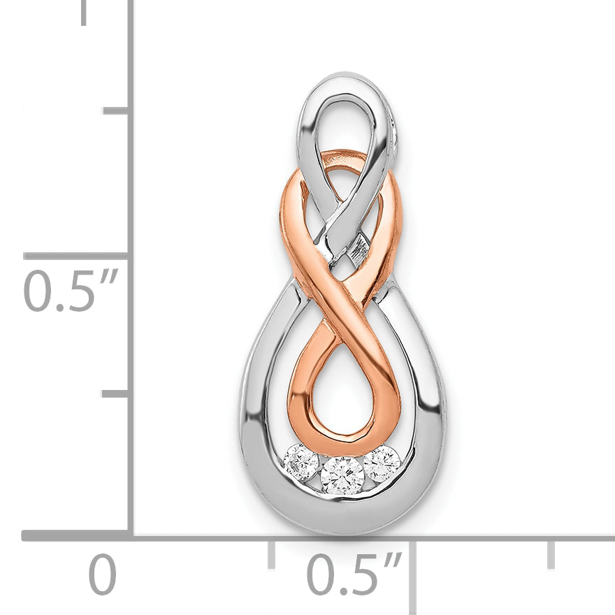 10K White and Rose Gold Diamond Double Infinity Chain Slide