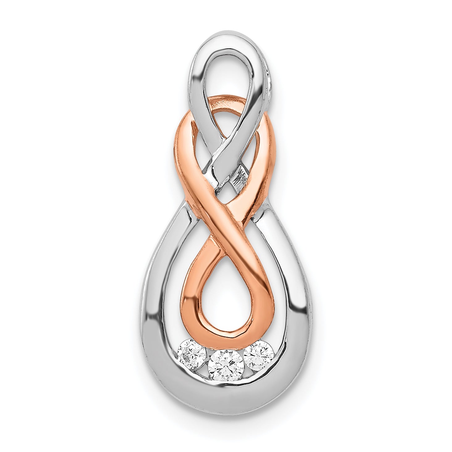 14k White and Rose Gold Diamond Double Infinity Chain Slide