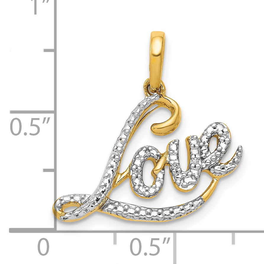 10K w/Rhodium .02ct. Diamond LOVE Pendant