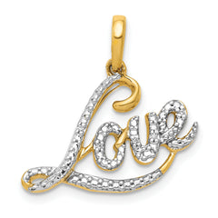 10K w/Rhodium .02ct. Diamond LOVE Pendant