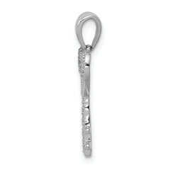 14k White Gold 1/20ct. Diamond Heart Key Pendant