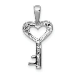 14k White Gold 1/20ct. Diamond Heart Key Pendant